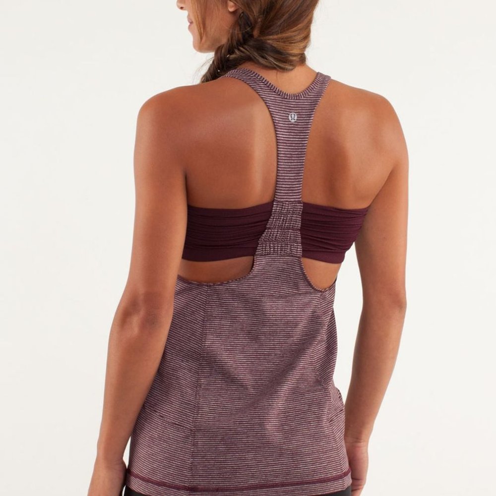Lululemon Turbo Tank, Tonka Stripe Bordeaux Drama, Size 4